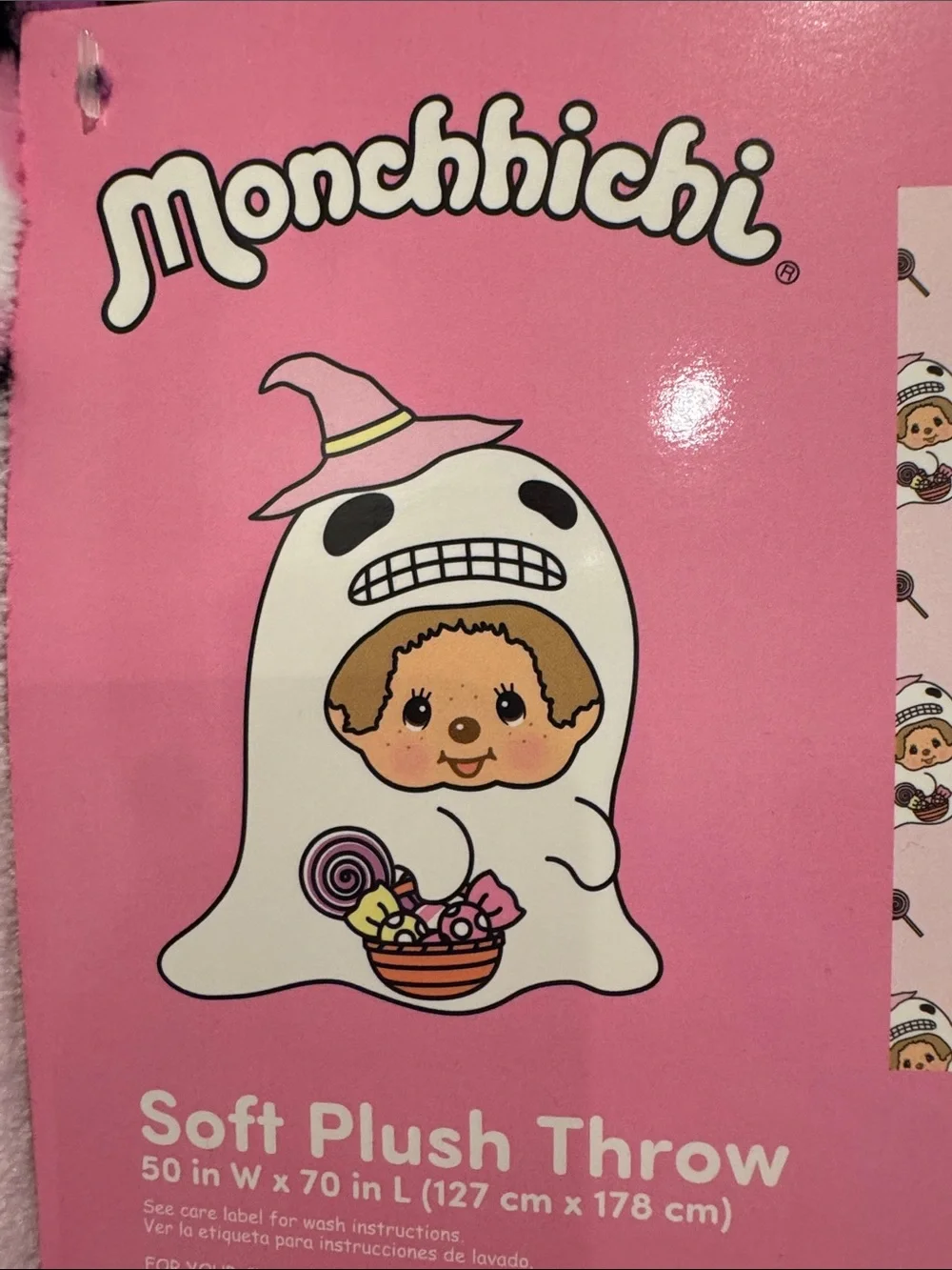 MONCHHICHI  GHOST HALLOWEEN PLUSH THROW